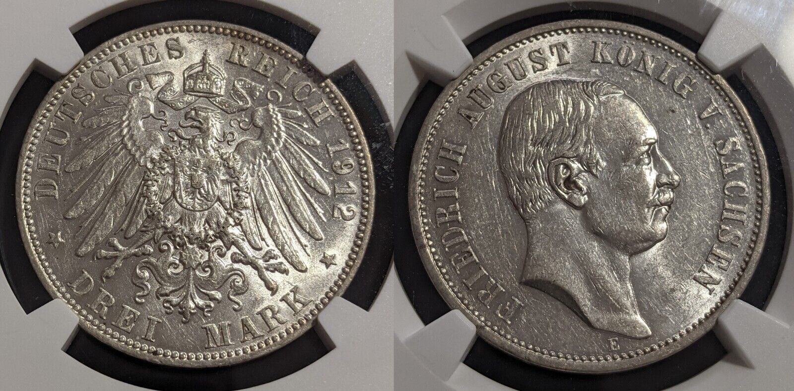 German States SAXONY-ALBERTINE 1912 E 3 Mark NGC AU58 aUNC J-135 KM# 1267 #2730