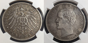 German States BAVARIA 1904 D 5 Mark NGC XF40 J-46 KM# 915 #2732