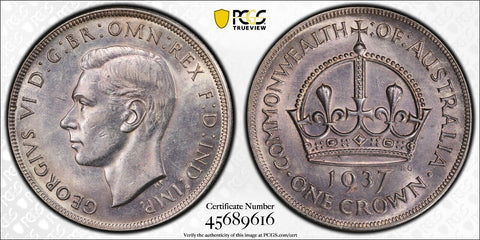 1937 Crown 5/- Australia PCGS AU55 aUNC #2735