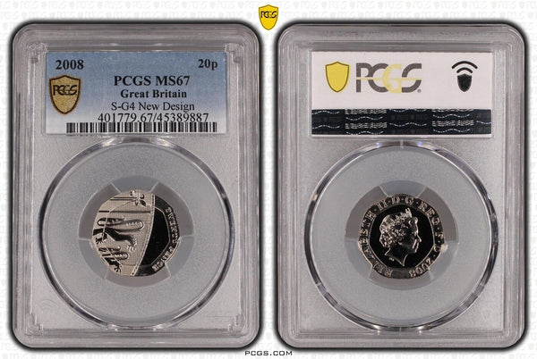 Great Britain 2008 20p Twenty Pence S-G4 New Design PCGS MS67 FDC GEM UNC #2741