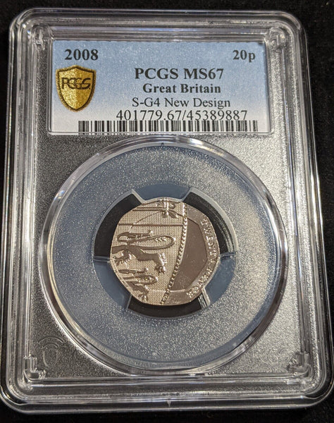 Great Britain 2008 20p Twenty Pence S-G4 New Design PCGS MS67 FDC GEM UNC #2741