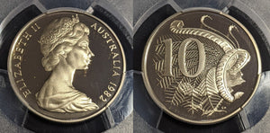 1982 Proof Ten Cent 10c Australia PCGS PR69DCAM FDC UNC #2749