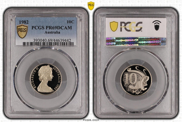 1982 Proof Ten Cent 10c Australia PCGS PR69DCAM FDC UNC #2749