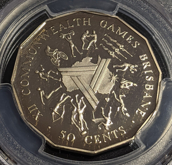 1982 Proof Fifty Cent 50c Commonwealth Games Australia PCGS PR68DCAM FDC #2759