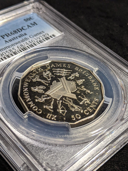1982 Proof Fifty Cent 50c Commonwealth Games Australia PCGS PR68DCAM FDC #2759