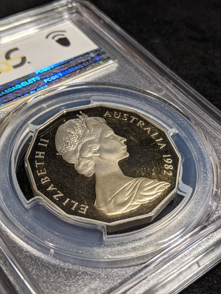 1982 Proof Fifty Cent 50c Commonwealth Games Australia PCGS PR68DCAM FDC #2759
