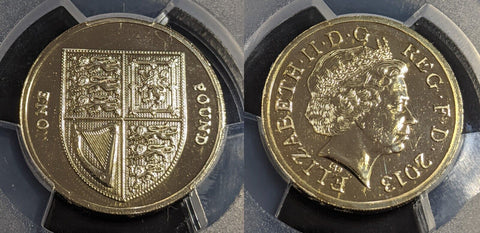Great Britain 2013 Pound £1 S-J27 Large Shield Ni-Brass PCGS MS65 GEM UNC #2762