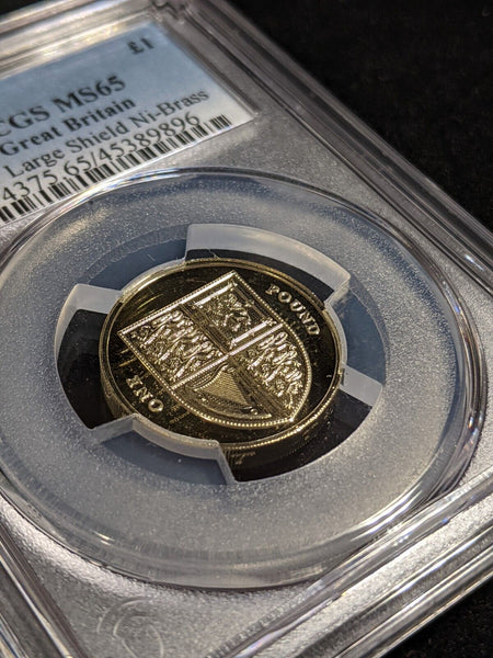 Great Britain 2013 Pound £1 S-J27 Large Shield Ni-Brass PCGS MS65 GEM UNC #2762