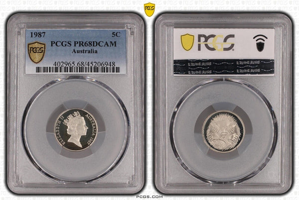 1987 Proof Five Cent 5c Australia PCGS PR68DCAM FDC UNC #2764