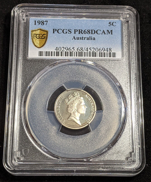 1987 Proof Five Cent 5c Australia PCGS PR68DCAM FDC UNC #2764