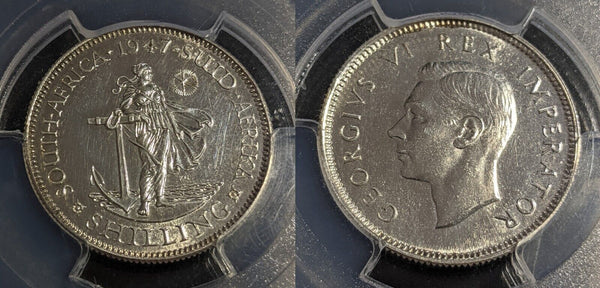 South Africa 1947 Proof Shilling 1/- Silver KM# 28 PCGS PR61 UNC #2783