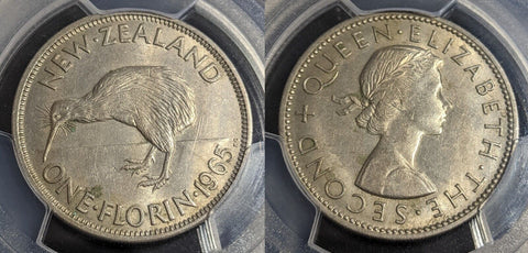 New Zealand 1965 Florin 2/- KM# 28.2 PCGS MS62 UNC #2784