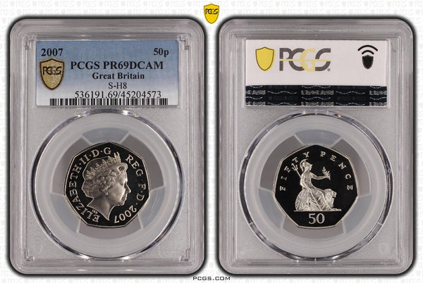 2007 Proof Fifty Pence 50p S-H8 PCGS PR69DCAM FDC UNC #2786