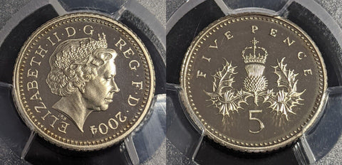 Great Britain 2004 Proof Five Pence 5p S-D5 PCGS PR69DCAM FDC UNC #2788