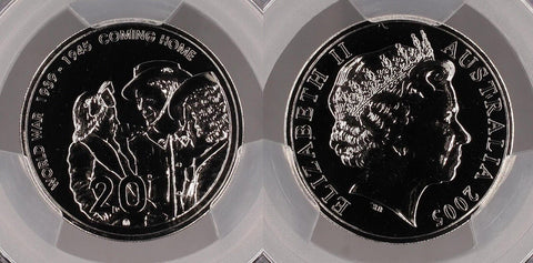 2005 Twenty Cent 20c End of WWII Australia PCGS MS69 FDC GEM UNC #2798
