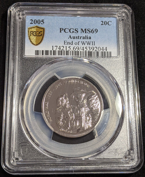 2005 Twenty Cent 20c End of WWII Australia PCGS MS69 FDC GEM UNC #2798