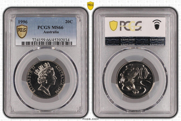 1996 Twenty Cent 20c Australia PCGS MS66 GEM UNC #2806