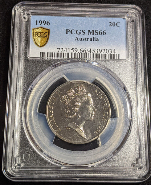 1996 Twenty Cent 20c Australia PCGS MS66 GEM UNC #2806