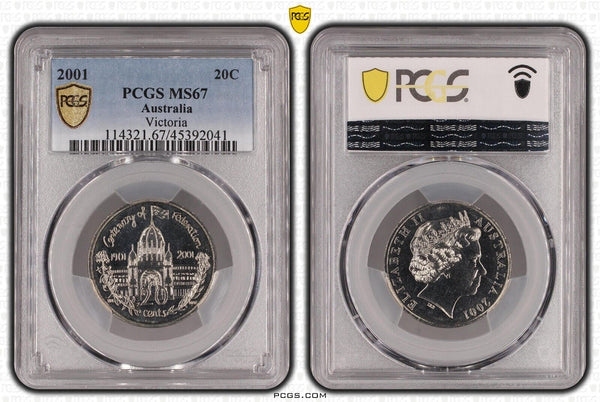 2001 Twenty Cent 20c Victoria Australia PCGS MS67 FDC GEM UNC #2807