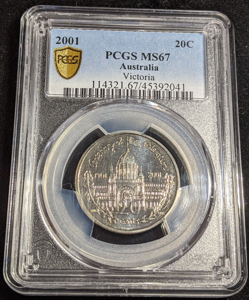 2001 Twenty Cent 20c Victoria Australia PCGS MS67 FDC GEM UNC #2807