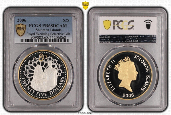 Solomon Is. 2006 Proof $25 Royal Wedding Gilt KM# 87 PCGS PR68DCAM FDC UNC #2816