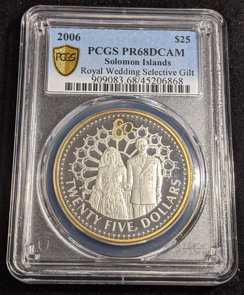 Solomon Is. 2006 Proof $25 Royal Wedding Gilt KM# 87 PCGS PR68DCAM FDC UNC #2816