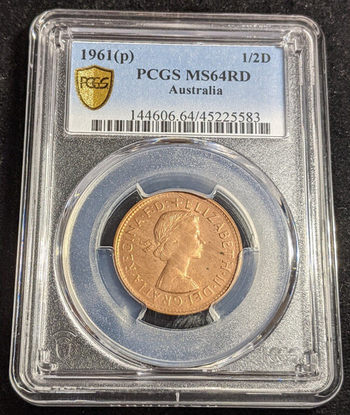 1961 (p) Half Penny 1/2d Australia PCGS MS64RD GEM UNC #2818