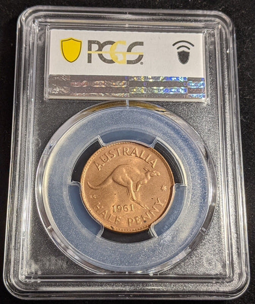 1961 (p) Half Penny 1/2d Australia PCGS MS64RD GEM UNC #2818