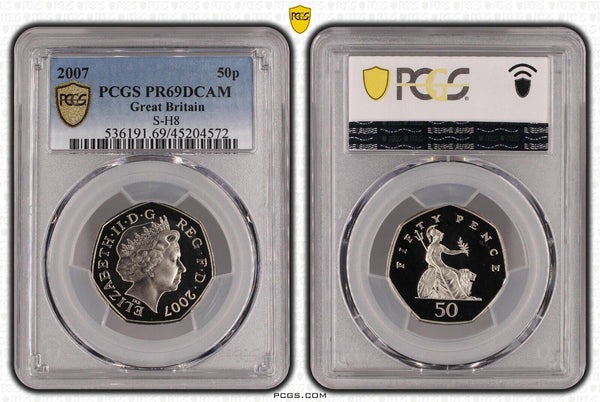 Great Britain 2007 Proof Fifty Pence 50p S-H8 PCGS PR69DCAM FDC UNC #2817