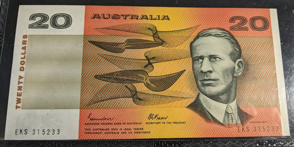 1985 Australia Twenty Dollars Johnston/Fraser Gothic PCGS AUNC 55PPQ EKS P# 46e
