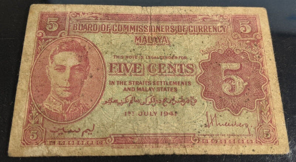 Malaya 5 Cents 1941 (1945) Pick 7a PCGS VF20 Choice Very Fine #1448