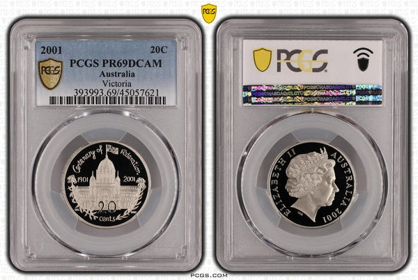 2001 Proof Twenty Cent 20c Victoria Australia PCGS PR69DCAM FDC UNC #2822