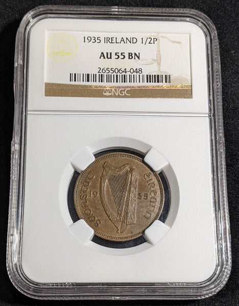 Ireland 1935 Half Penny 1/2d KM# 2 NGC AU55BN aUNC #2825