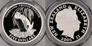 New Zealand 2005 Proof Silver $5 Fiordland Penguin KM# 146a PCGS PR69DCAM #2819
