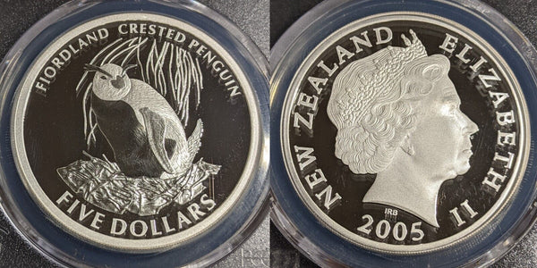 New Zealand 2005 Proof Silver $5 Fiordland Penguin KM# 146a PCGS PR69DCAM #2819