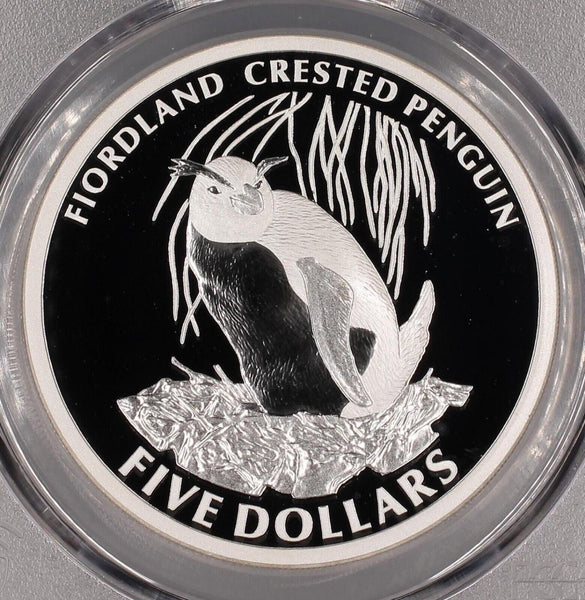 New Zealand 2005 Proof Silver $5 Fiordland Penguin KM# 146a PCGS PR69DCAM #2819