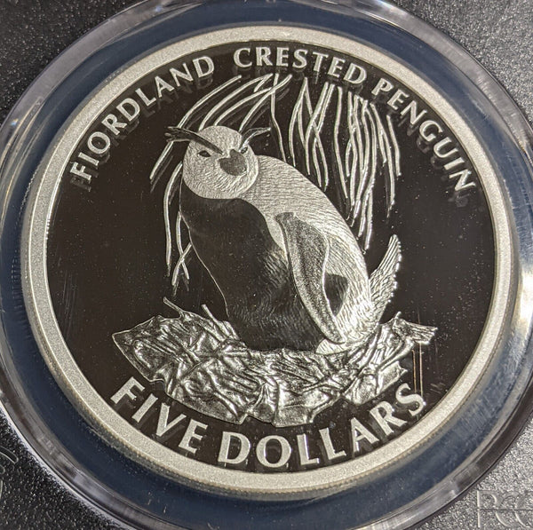 New Zealand 2005 Proof Silver $5 Fiordland Penguin KM# 146a PCGS PR69DCAM #2819