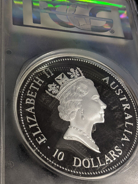 1997-P Proof Silver 10 Oz Kookaburra Ten Dollar $10 PCGS PR69DCAM FDC GEM UNC