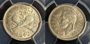 New Zealand 1940 Threepence 3d Silver KM# 7 PCGS AU55 aUNC #2836