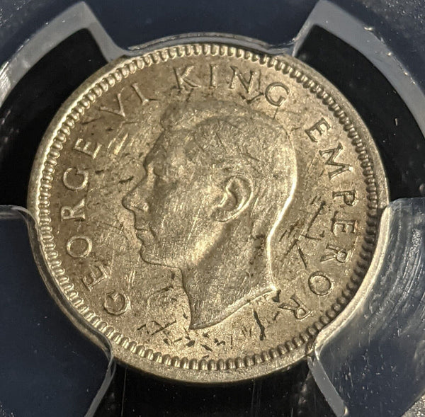 New Zealand 1940 Threepence 3d Silver KM# 7 PCGS AU55 aUNC #2836