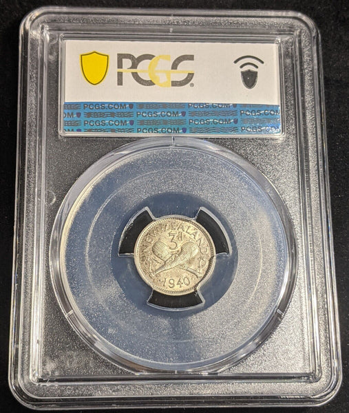New Zealand 1940 Threepence 3d Silver KM# 7 PCGS AU55 aUNC #2836