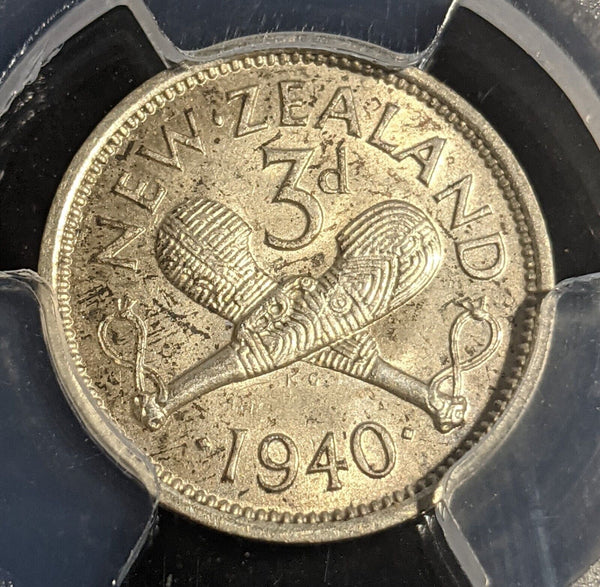 New Zealand 1940 Threepence 3d Silver KM# 7 PCGS AU55 aUNC #2836