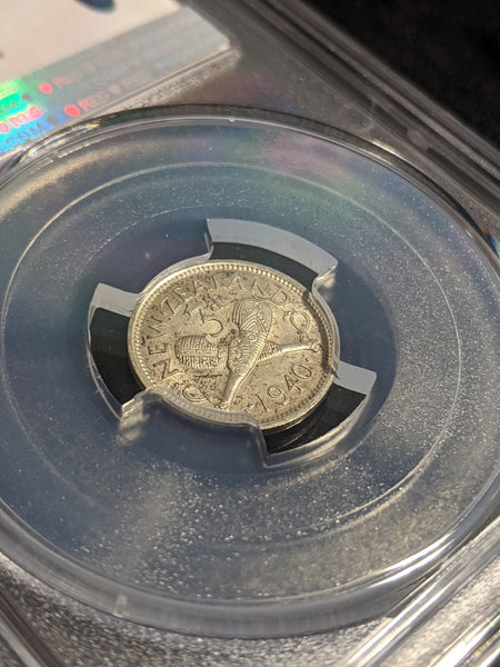 New Zealand 1940 Threepence 3d Silver KM# 7 PCGS AU55 aUNC #2836