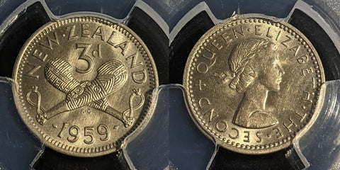 New Zealand 1959 Threepence 3d KM 25.2 PCGS MS65 GEM UNC #2838