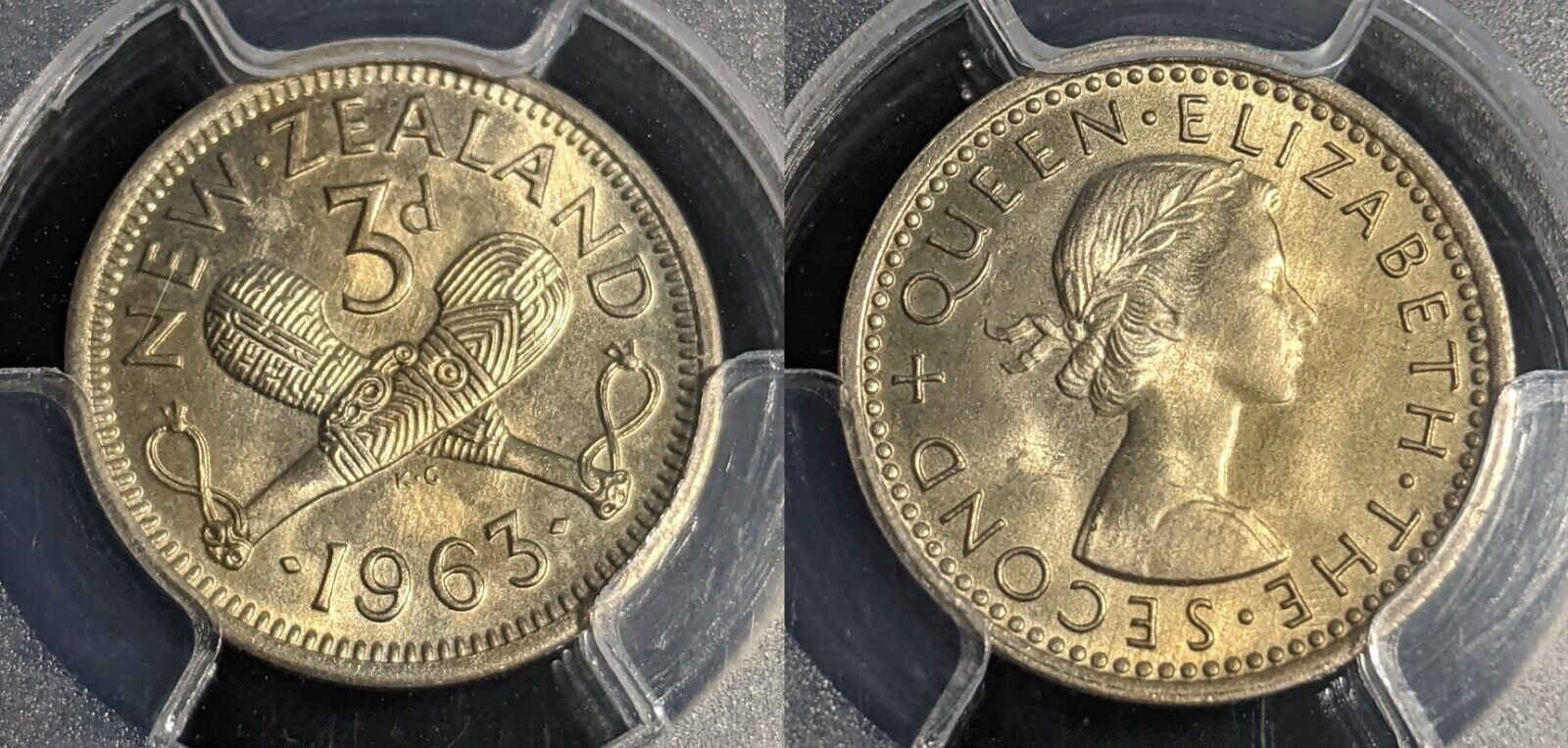 New Zealand 1963 Threepence 3d KM 25.2 PCGS MS60 UNC #2839