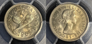 New Zealand 1963 Threepence 3d KM 25.2 PCGS MS60 UNC #2839