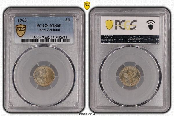 New Zealand 1963 Threepence 3d KM 25.2 PCGS MS60 UNC #2839