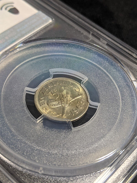 New Zealand 1963 Threepence 3d KM 25.2 PCGS MS60 UNC #2839