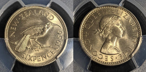 New Zealand 1956 Sixpence 6d KM# 26.2 PCGS MS65 GEM UNC #2840