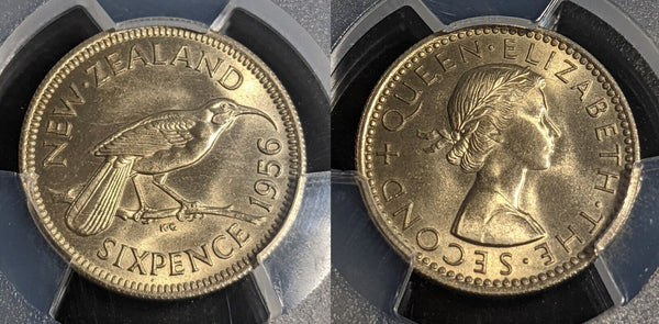 New Zealand 1956 Sixpence 6d KM# 26.2 PCGS MS65 GEM UNC #2840